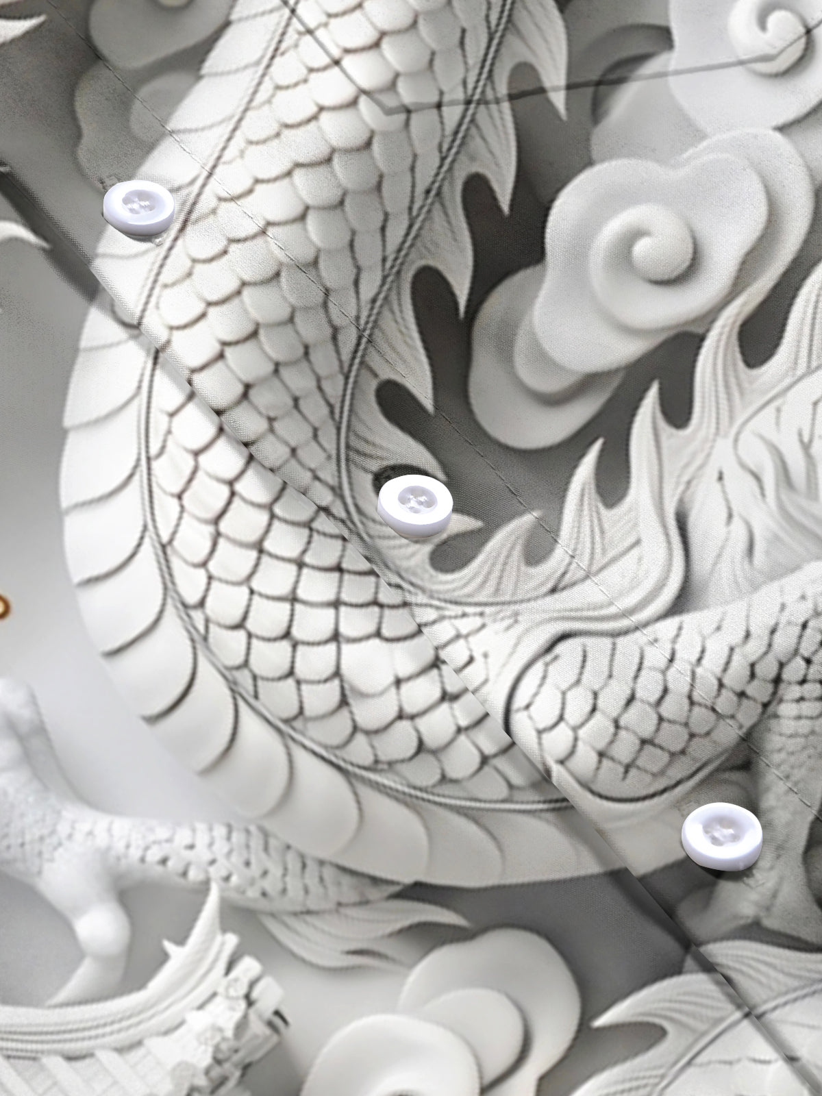 Adaychic Men's 3D 3D Dragon Print Chinese Clouds Print Short Sleeve Shirt with Chest Pocket