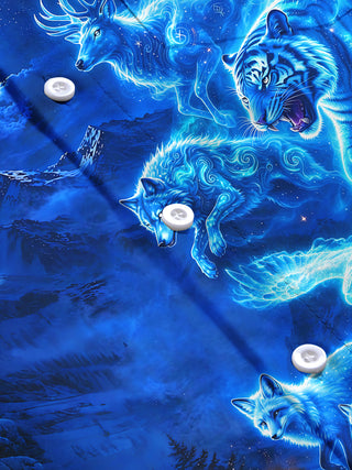 Adaychic Men's Fantasy Blue Beasts And Snow Mountain Print Long Sleeve Shirt with Chest Pocket