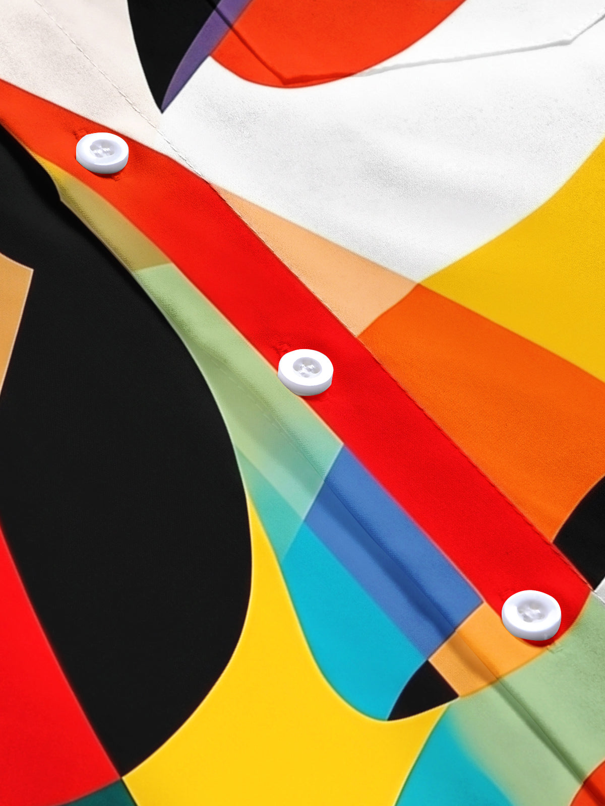 Colorful Geometry Face Men's Pocket Short Sleeve Shirts