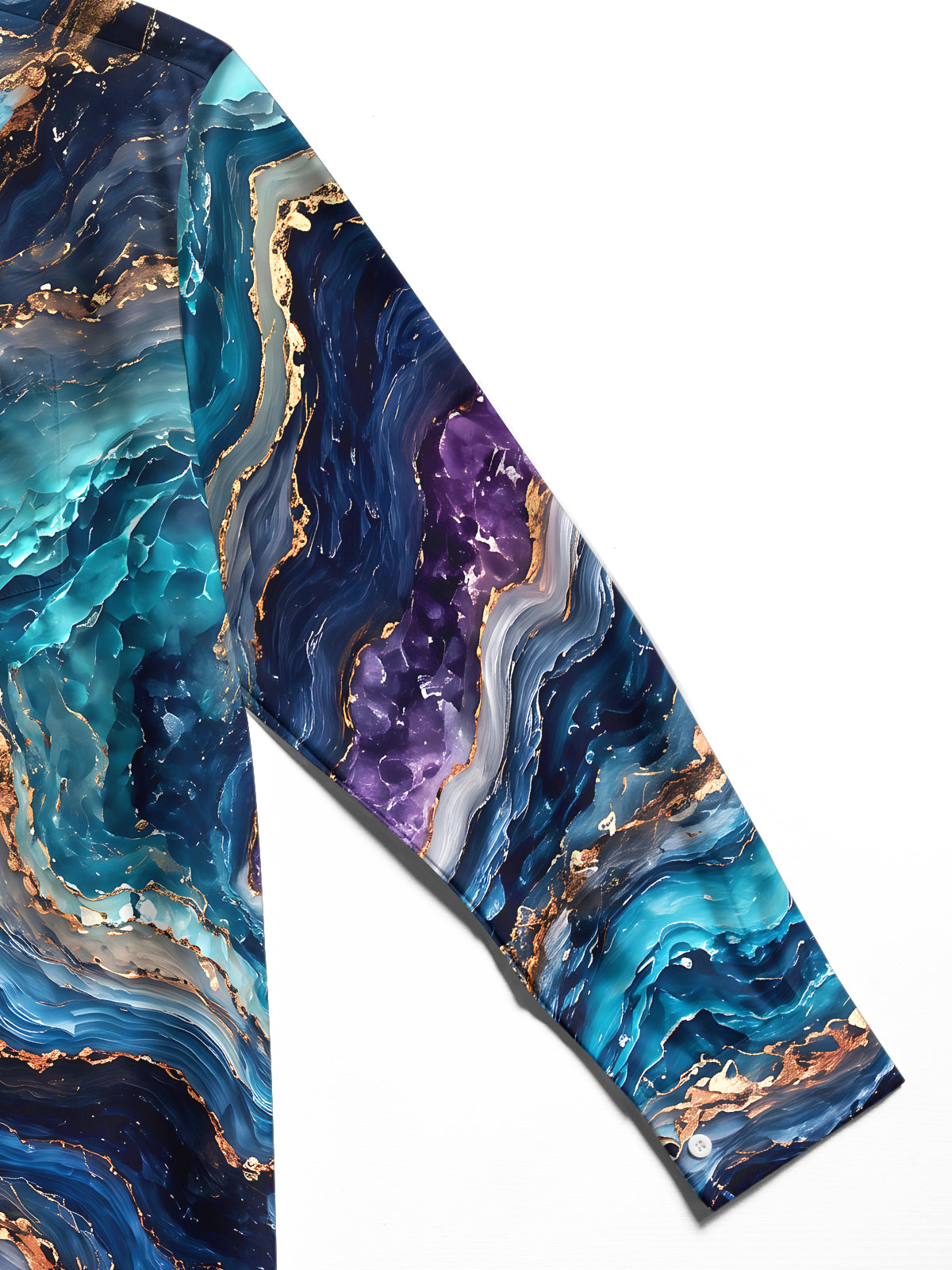 Adaychic Men's Abstract Marble And Agate Waves Print Long Sleeve Shirt with Chest Pocket