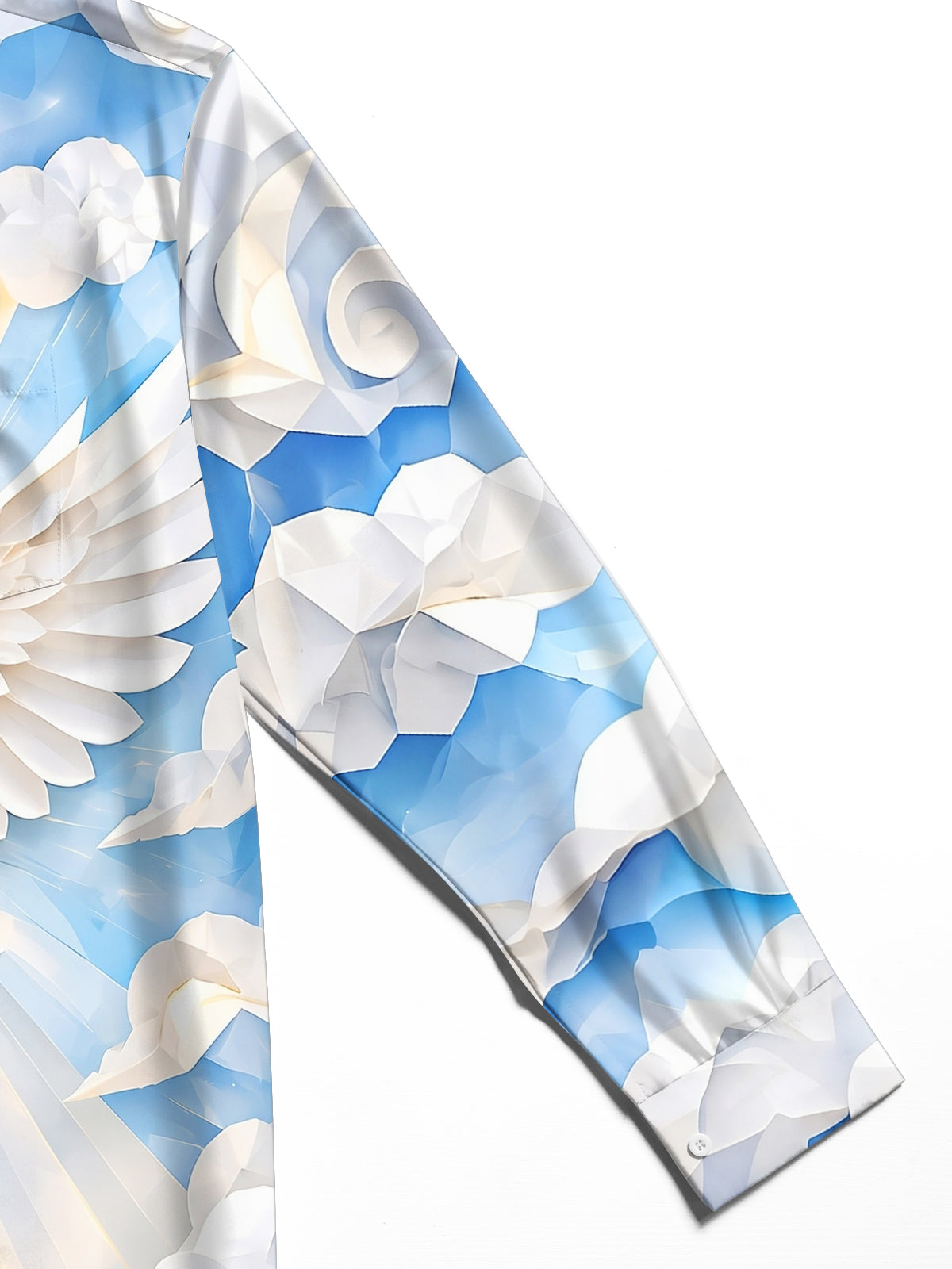 Adaychic Men's Printed White Dove And Clouds Print Long Sleeve Shirt with Chest Pocket