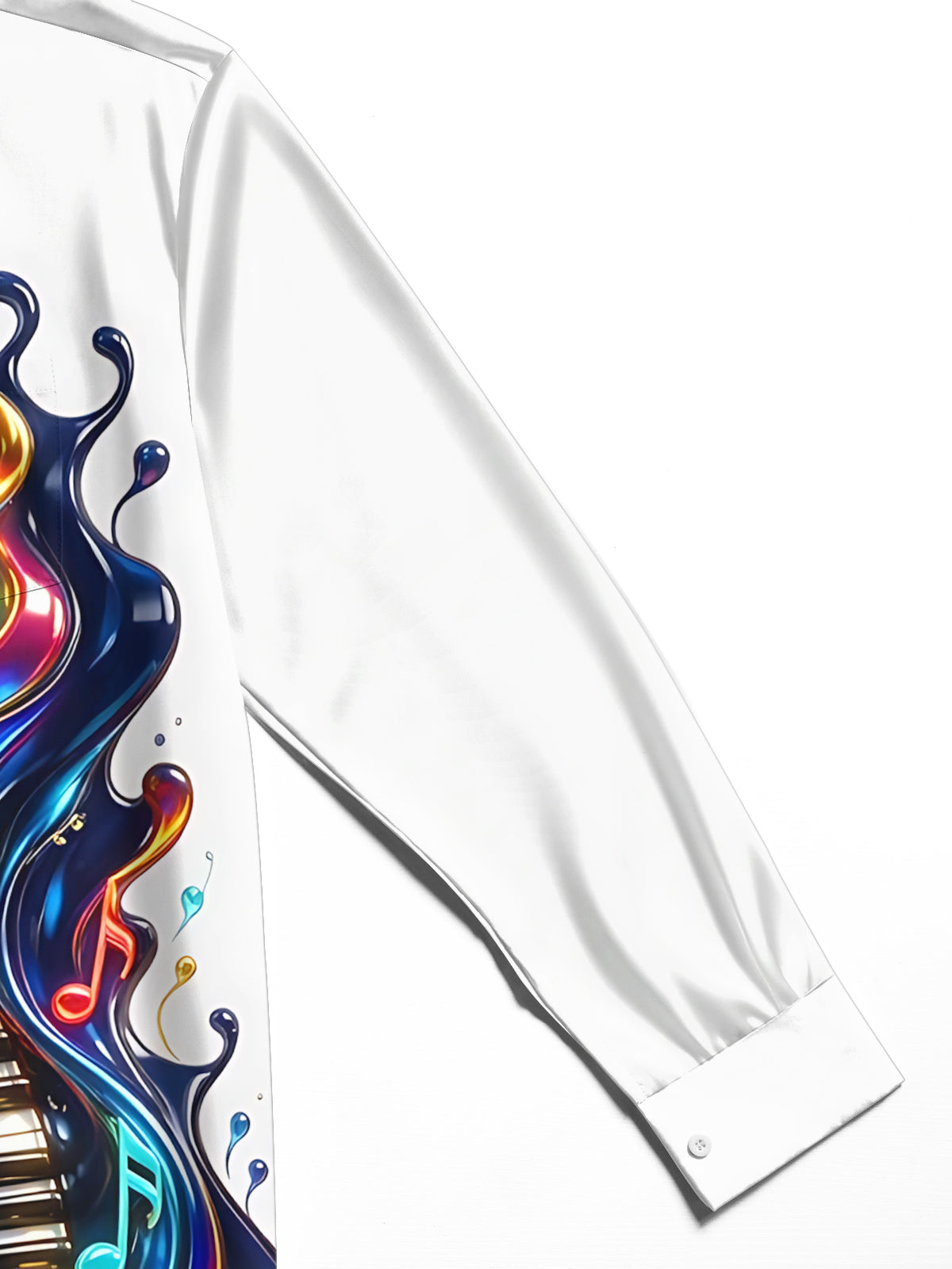 Adaychic Men's Graphic Piano Keyboard And Musical Notes Print Long Sleeve Shirt with Chest Pocket