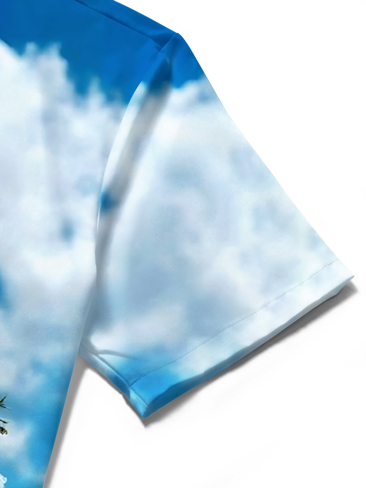 Adaychic Men's Hawaiian Guitar Print Blue Sky Clouds Print Short Sleeve Shirt with Chest Pocket