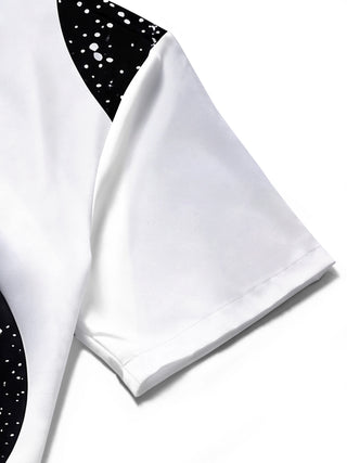 Adaychic Men's Printed Galaxy Swirl Print Short Sleeve Shirt with Chest Pocket