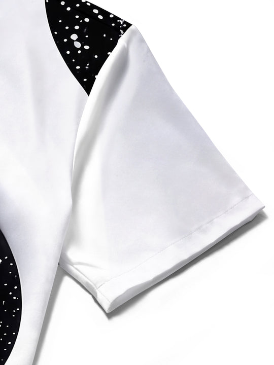 Adaychic Men's Printed Galaxy Swirl Print Short Sleeve Shirt with Chest Pocket