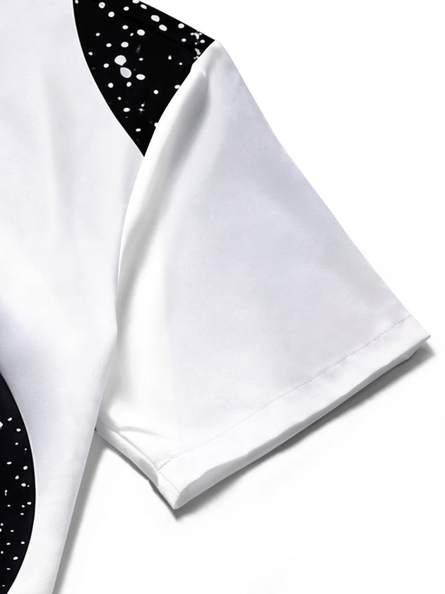 Adaychic Men's Printed Galaxy Swirl Print Short Sleeve Shirt with Chest Pocket