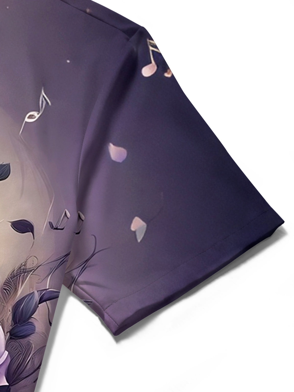 Adaychic Men's Graphic Purple Rose Print Treble Clef Print Short Sleeve Shirt with Chest Pocket