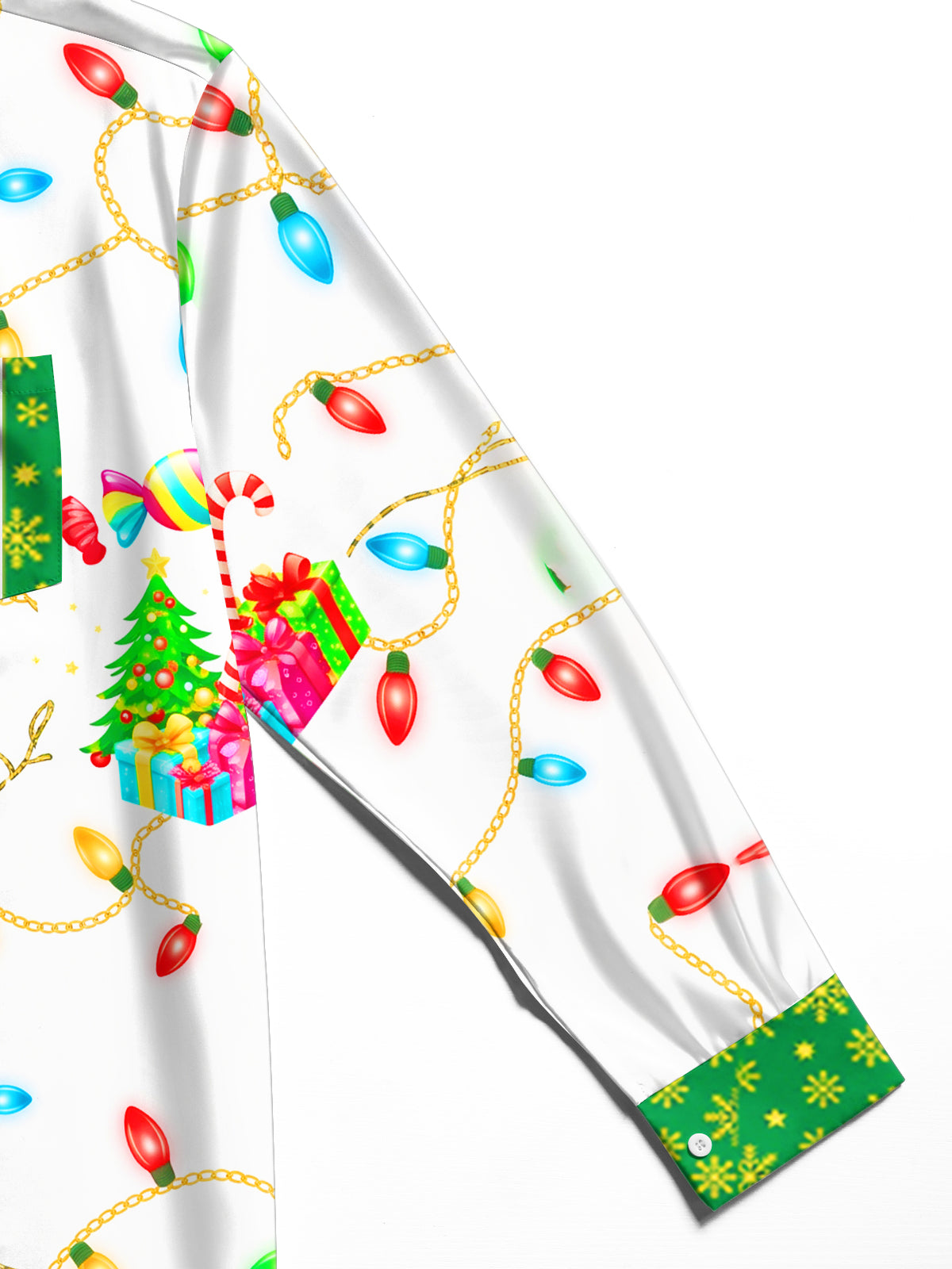 Adaychic Men's Printed Christmas Tree And Gifts Print Long Sleeve Shirt with Chest Pocket