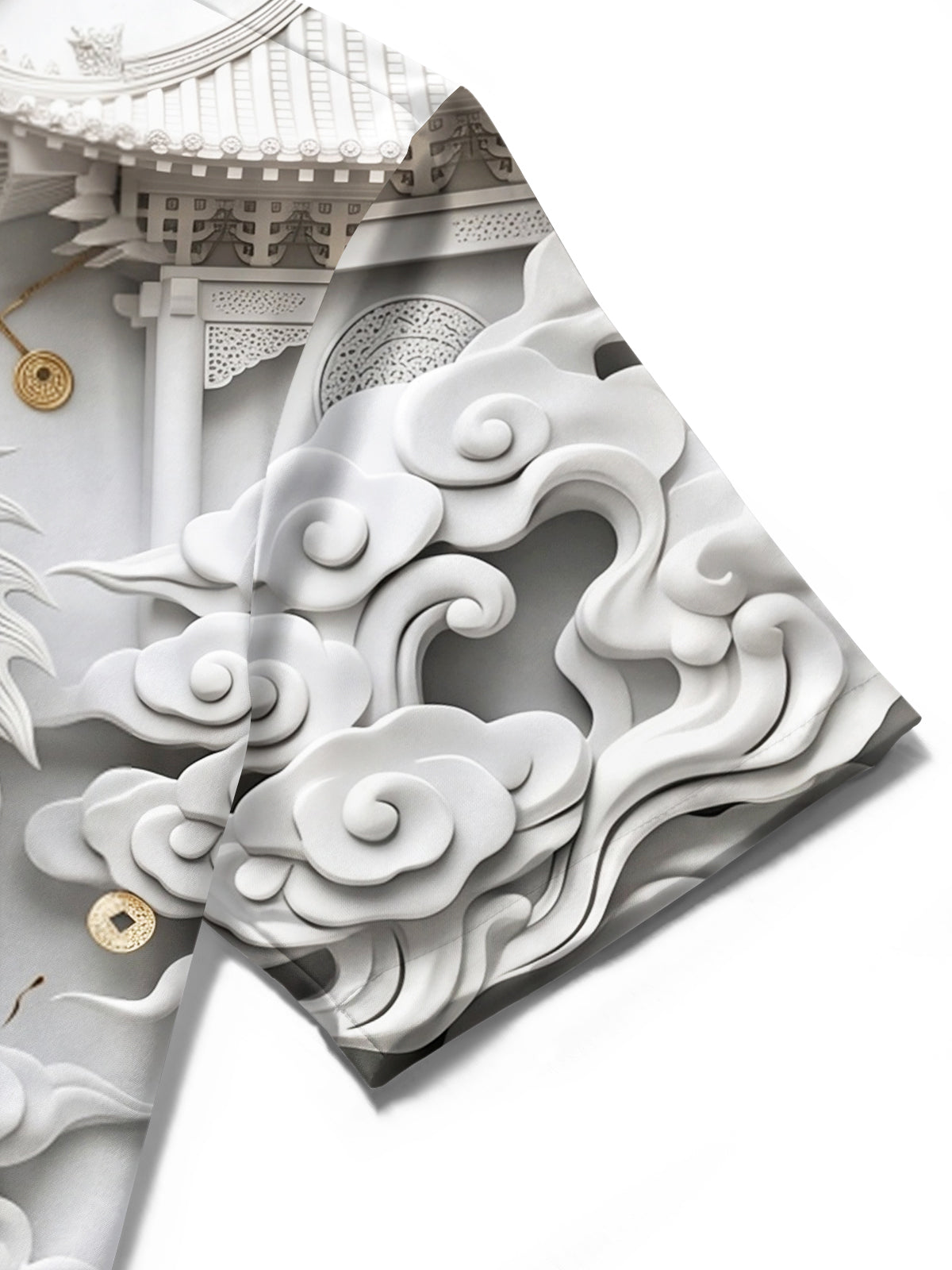 Adaychic Men's 3D 3D Dragon Print Chinese Clouds Print Short Sleeve Shirt with Chest Pocket