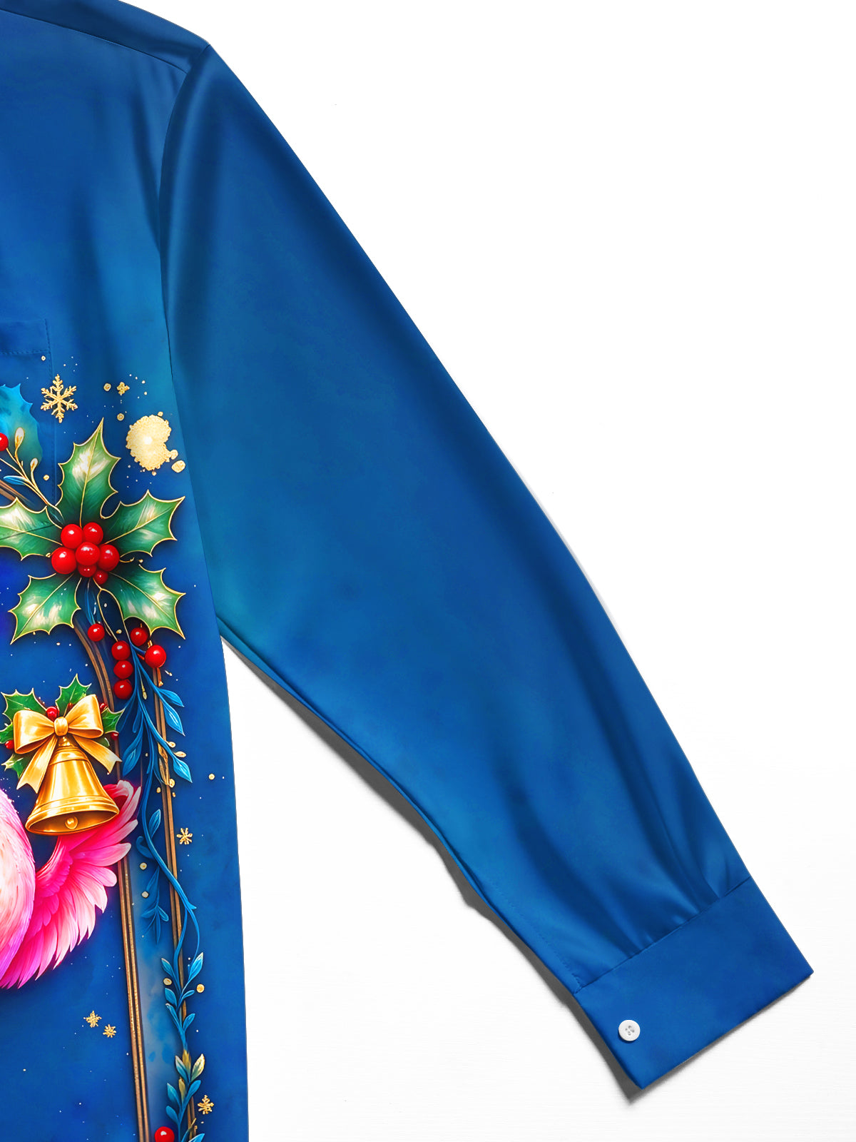 Adaychic Men's Long Sleeve Shirt - Christmas Flamingo With Santa Hat And Scarf Print with Chest Pocket