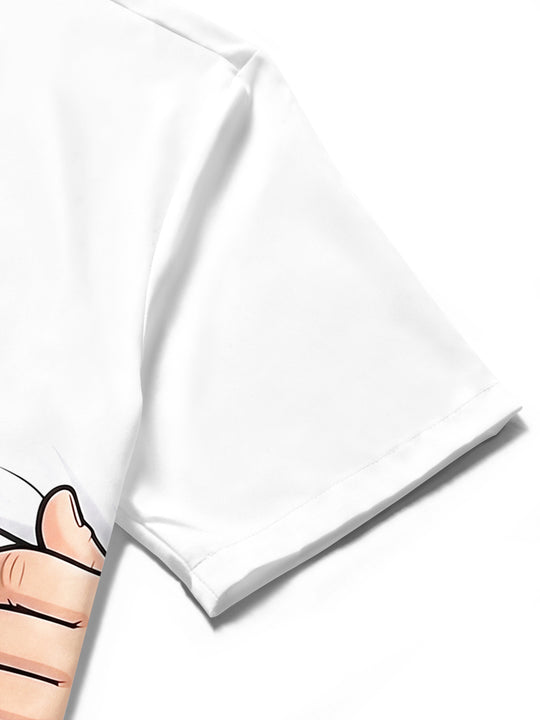 Adaychic Men's Graphic Beer Mug Print Short Sleeve Shirt with Chest Pocket
