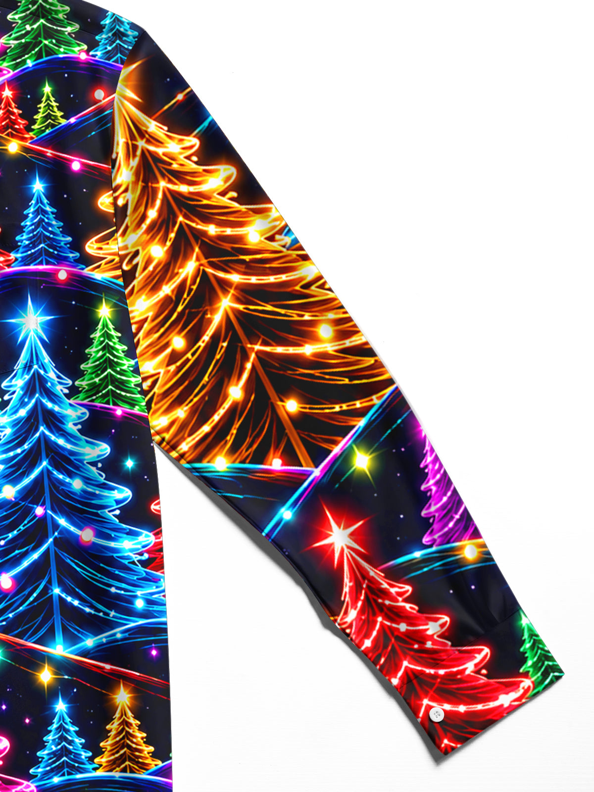 Adaychic Men's Graphic Neon Christmas Trees Print Long Sleeve Shirt with Chest Pocket