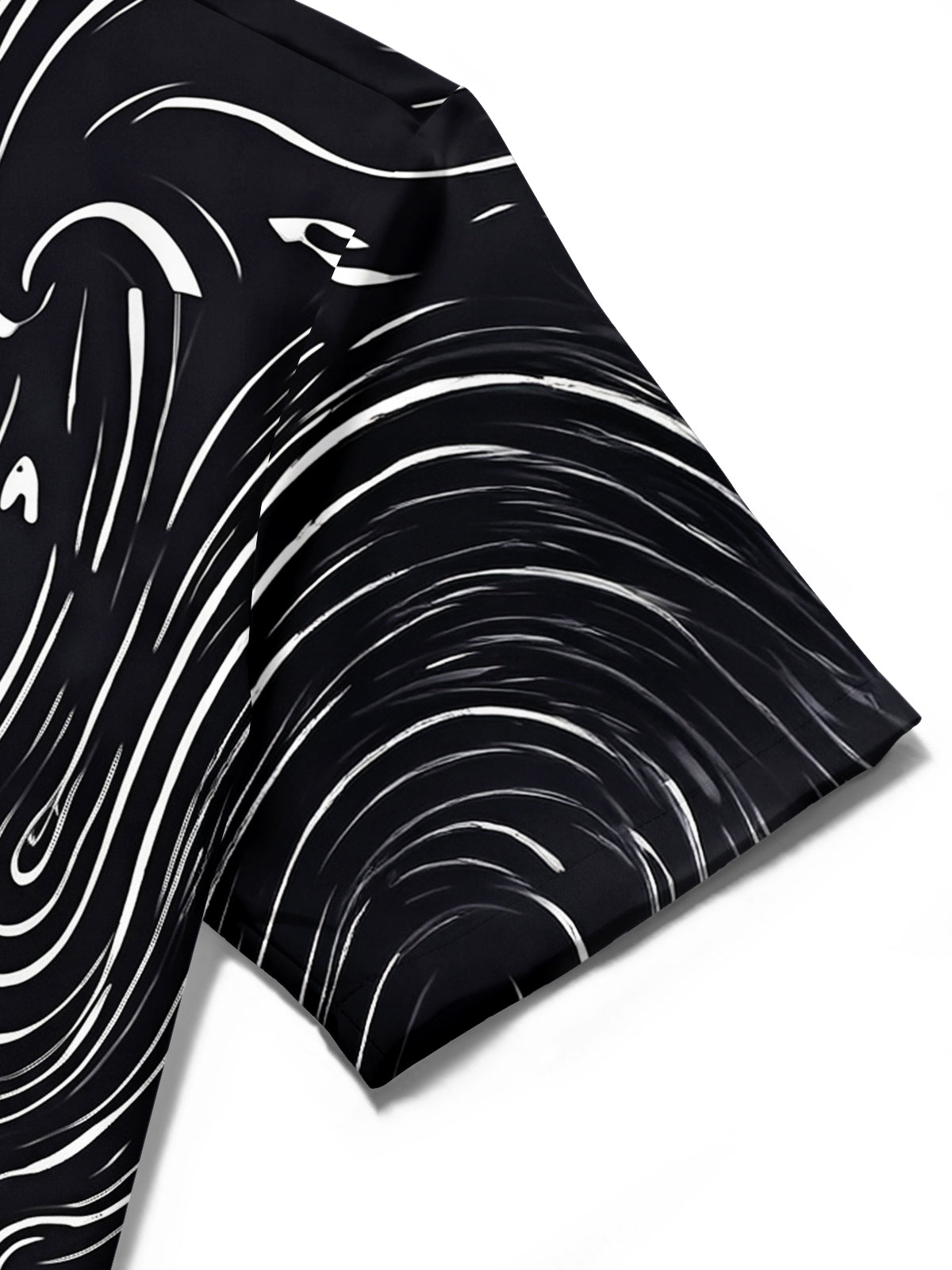 Adaychic Men's Abstract Swirling Black And White Lines Print Short Sleeve Shirt with Chest Pocket