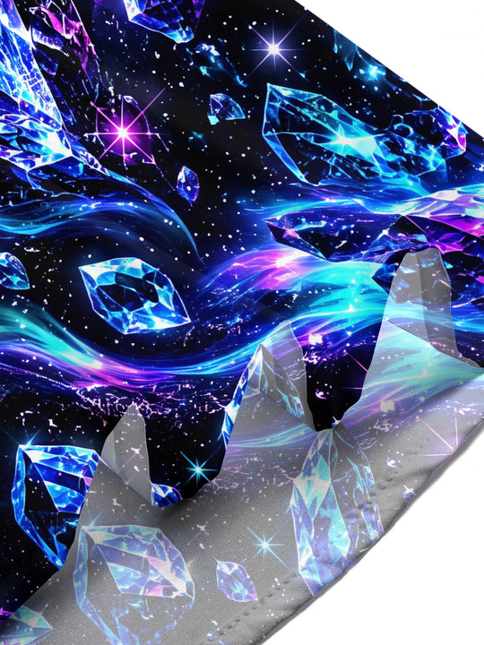 Adaychic Men's Hawaiian Crystal Gems And Galaxy Nebula Print Short Sleeve Shirt with Chest Pocket