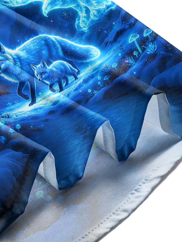 Adaychic Men's Fantasy Blue Beasts And Snow Mountain Print Long Sleeve Shirt with Chest Pocket