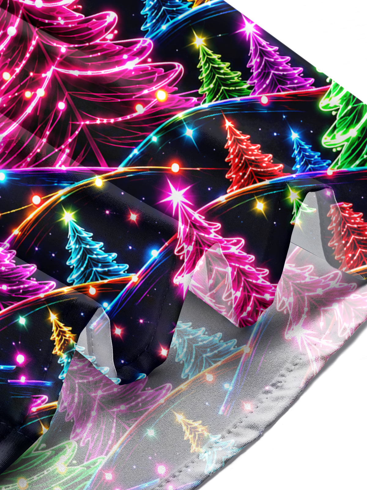 Adaychic Men's Graphic Neon Christmas Trees Print Long Sleeve Shirt with Chest Pocket