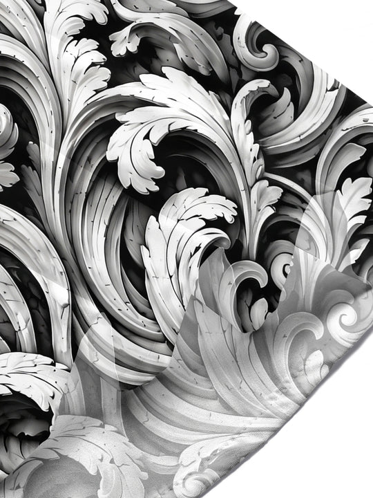 Adaychic Men's 3D Baroque Scrollwork And Human Eyes Print Short Sleeve Shirt with Chest Pocket