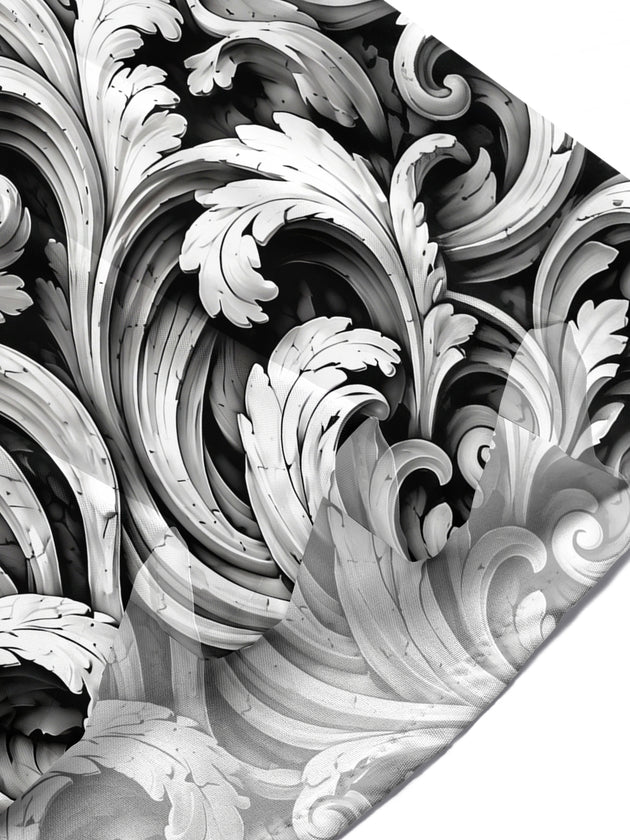 Adaychic Men's 3D Baroque Scrollwork And Human Eyes Print Short Sleeve Shirt with Chest Pocket