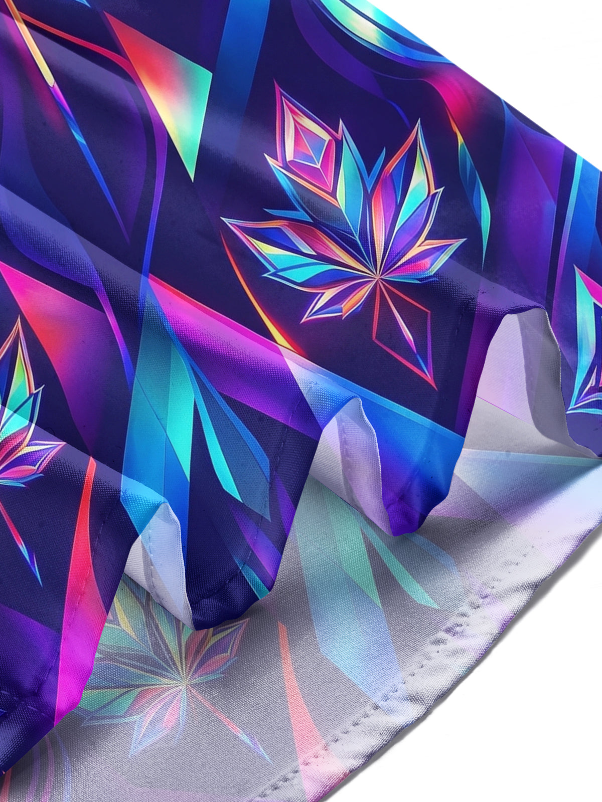 Adaychic Men's Neon Iridescent Geometric Maple Leaf Print Long Sleeve Shirt with Chest Pocket