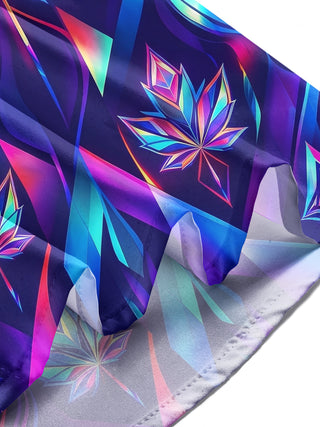 Adaychic Men's Neon Iridescent Geometric Maple Leaf Print Long Sleeve Shirt with Chest Pocket