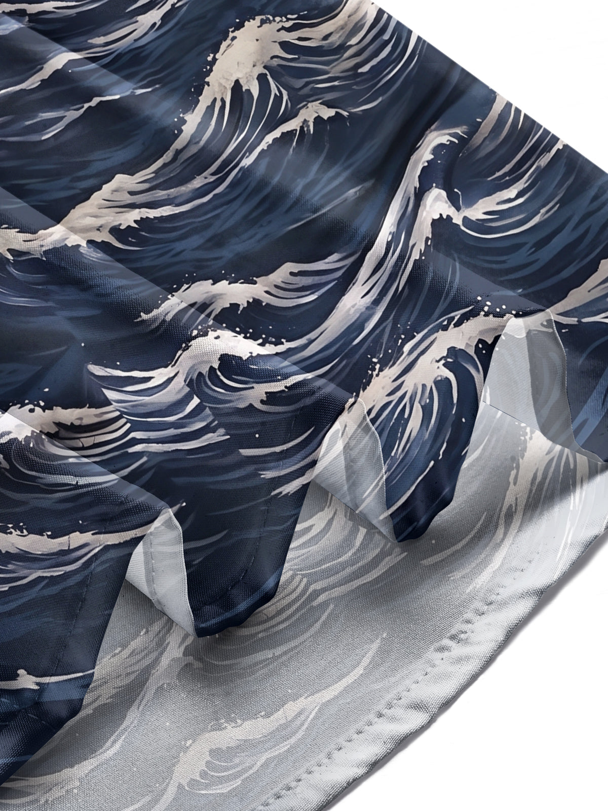 Adaychic Men's Lighthouse And Battleship On Ocean Waves Print Long Sleeve Shirt with Chest Pocket