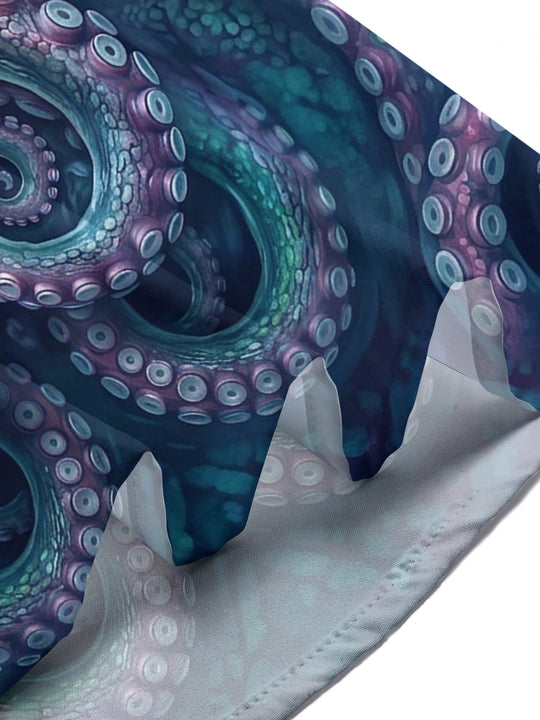 Adaychic Men's Graphic Octopus Face Print Tentacles Print Short Sleeve Shirt with Chest Pocket
