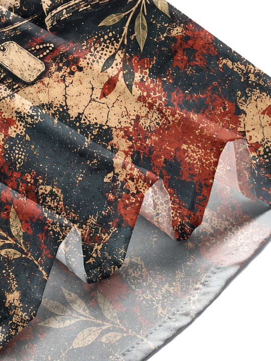 Adaychic Men's Long Sleeve Shirt - Veterans Day Military Helmet Boots And Dog Tags With Laurel Leaves Print with Chest Pocket