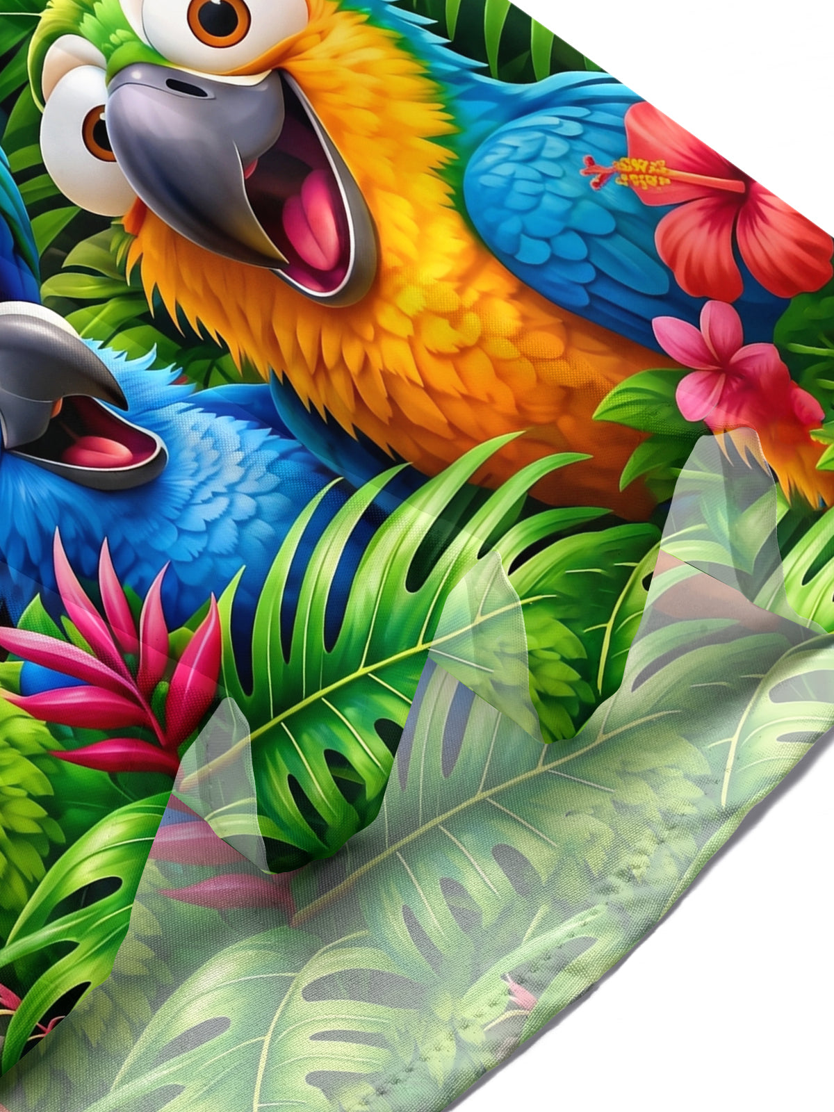Tropical Parrot Plant Print Men's Pocket Short Sleeve Shirts