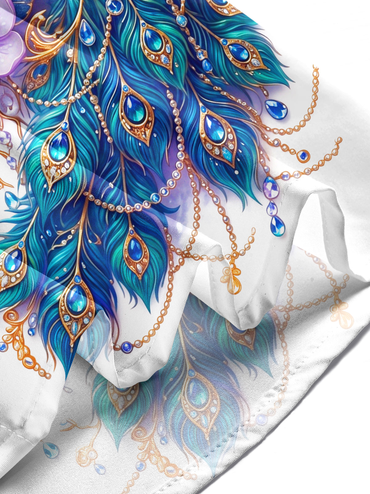 Adaychic Men's Printed Peacock And Floral Pattern Long Sleeve Shirt with Chest Pocket