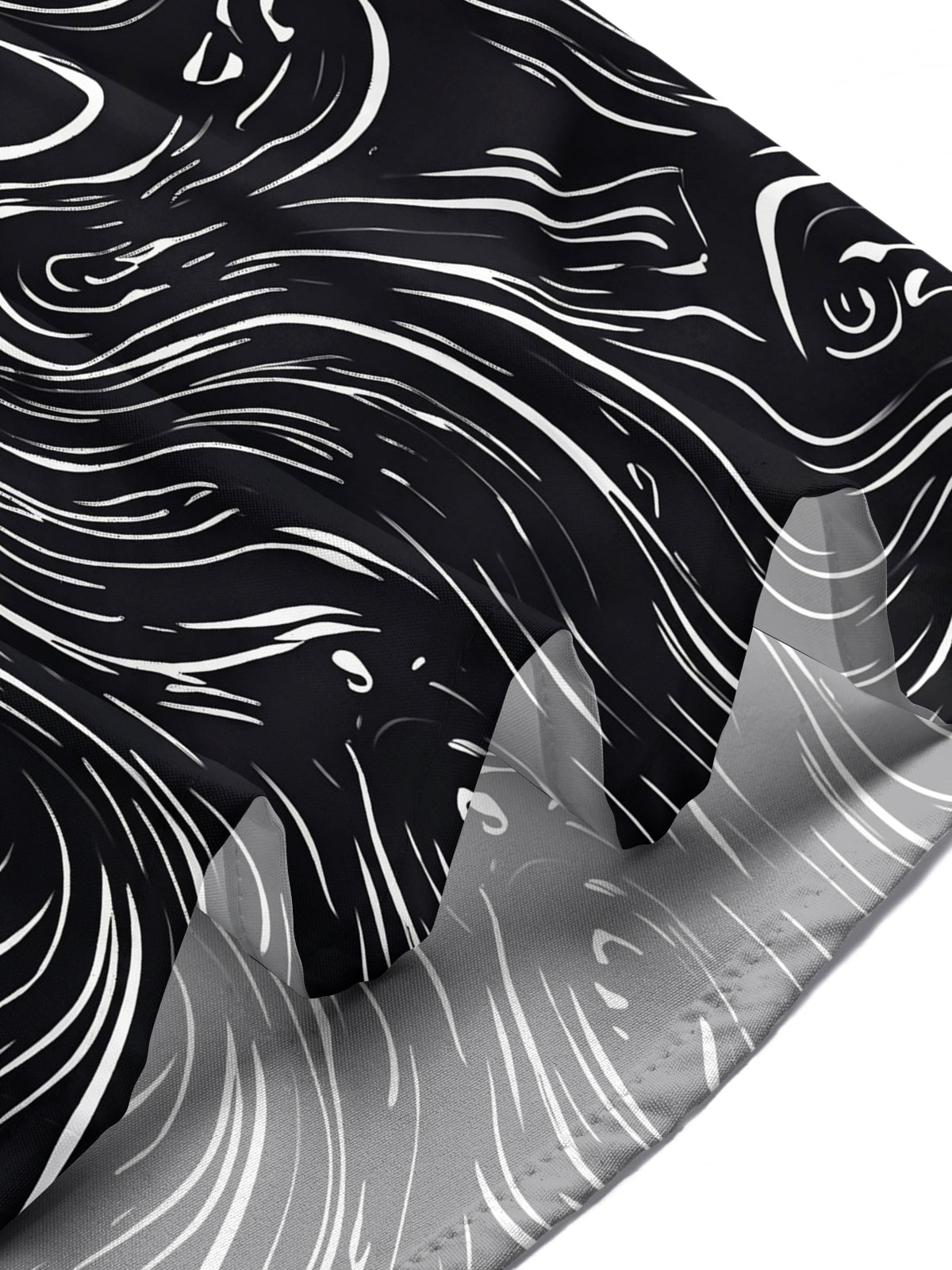 Adaychic Men's Abstract Swirling Black And White Lines Print Short Sleeve Shirt with Chest Pocket