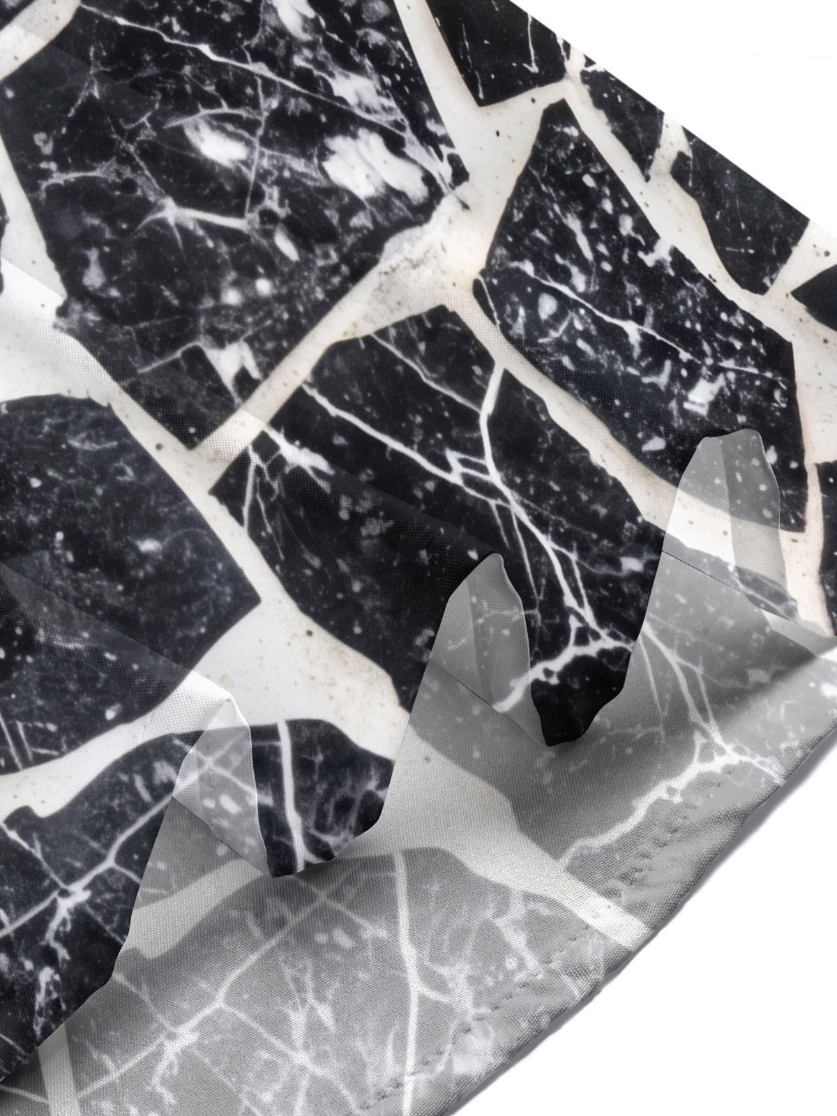 Adaychic Men's Patterned Black And White Marble Crack Print Short Sleeve Shirt with Chest Pocket