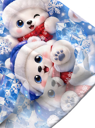 Adaychic Men's Graphic Christmas Polar Bear Print Short Sleeve Shirt with Chest Pocket
