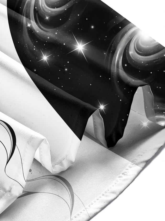 Adaychic Men's Printed Constellation Nebula And Crystal Print Long Sleeve Shirt with Chest Pocket