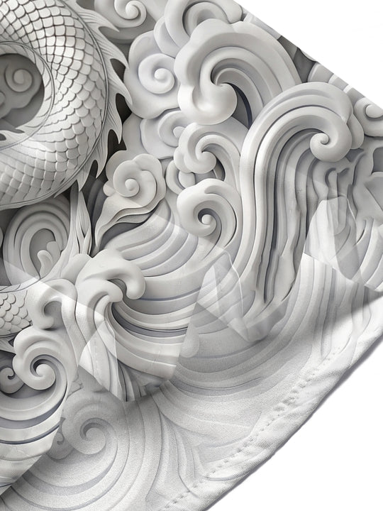 Adaychic Men's 3D 3D Dragon Print Chinese Clouds Print Short Sleeve Shirt with Chest Pocket