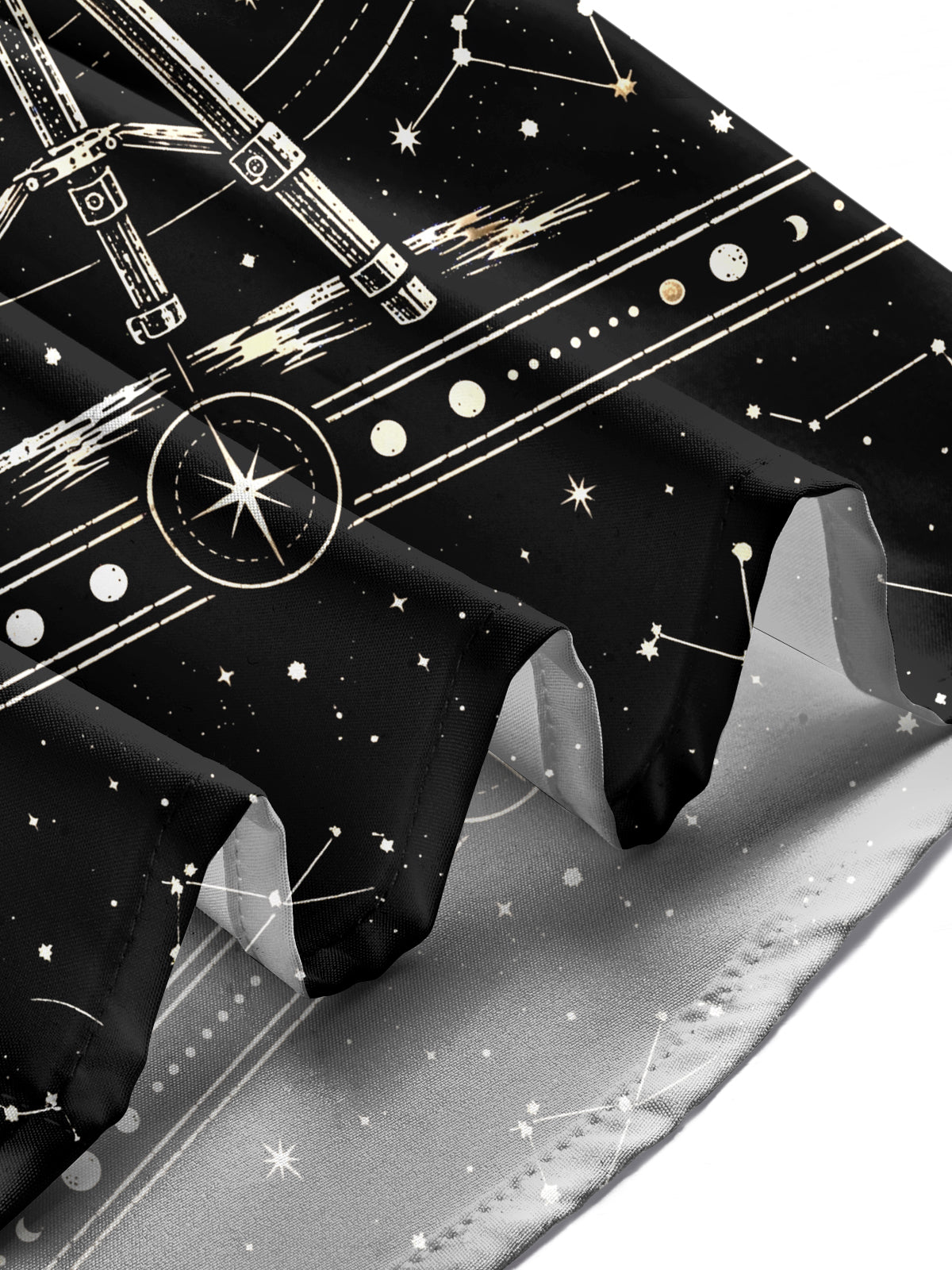 Adaychic Men's Astronomical Telescope And Moon Phases Print Long Sleeve Shirt with Chest Pocket