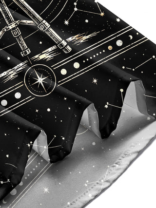 Adaychic Men's Astronomical Telescope And Moon Phases Print Long Sleeve Shirt with Chest Pocket