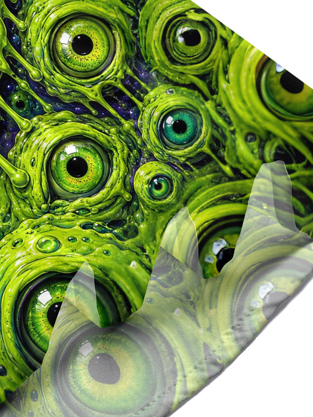 Adaychic Men's Graphic Green Slime Eyes Print Short Sleeve Shirt with Chest Pocket