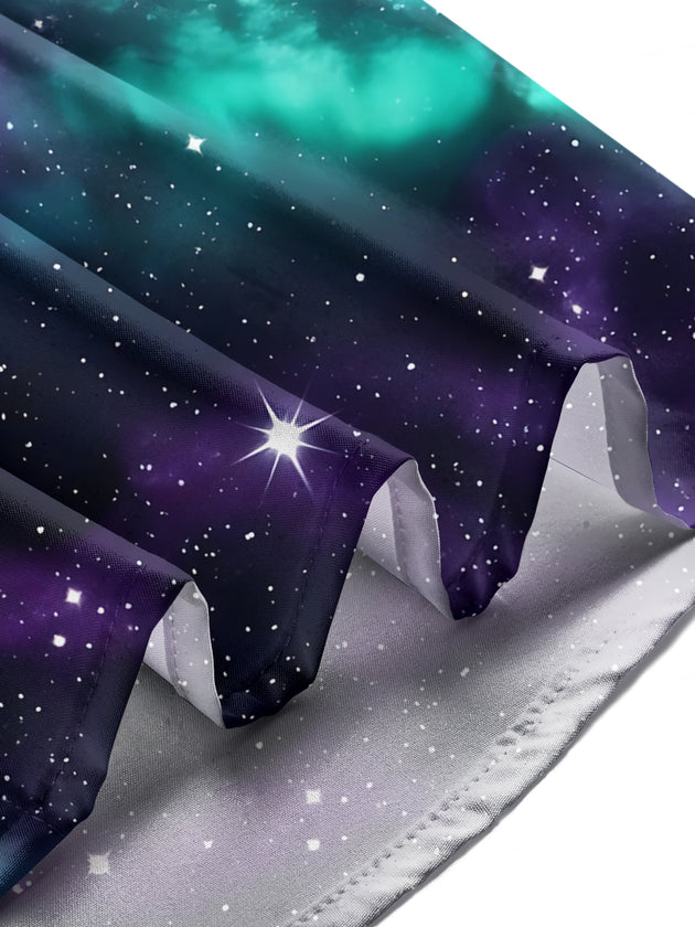Adaychic Men's Aurora Borealis And Starry Night Sky Print Long Sleeve Shirt with Chest Pocket