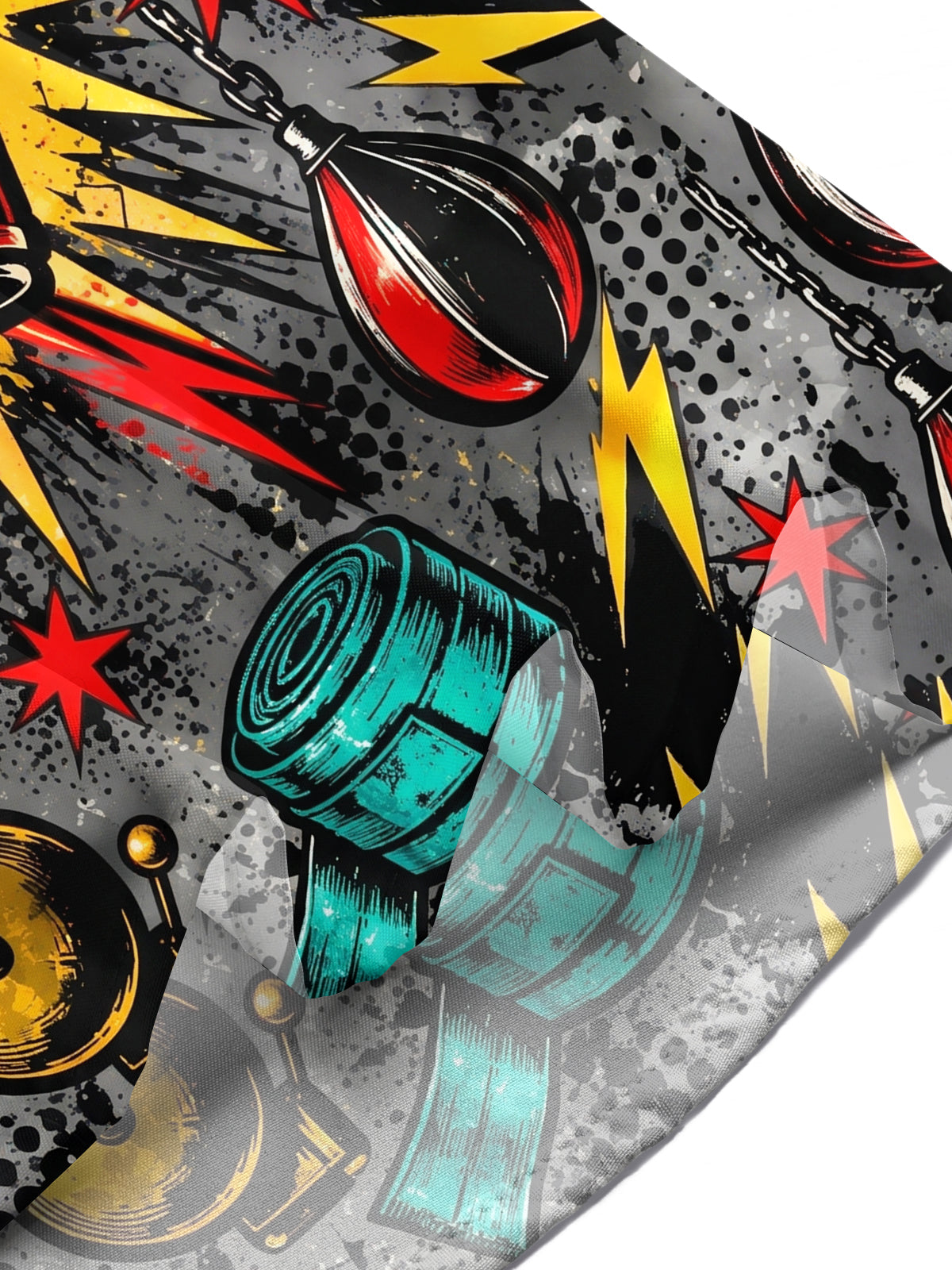 Adaychic Men's Graphic Boxing Gloves And Equipment Print Short Sleeve Shirt with Chest Pocket