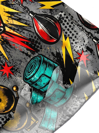 Adaychic Men's Graphic Boxing Gloves And Equipment Print Short Sleeve Shirt with Chest Pocket