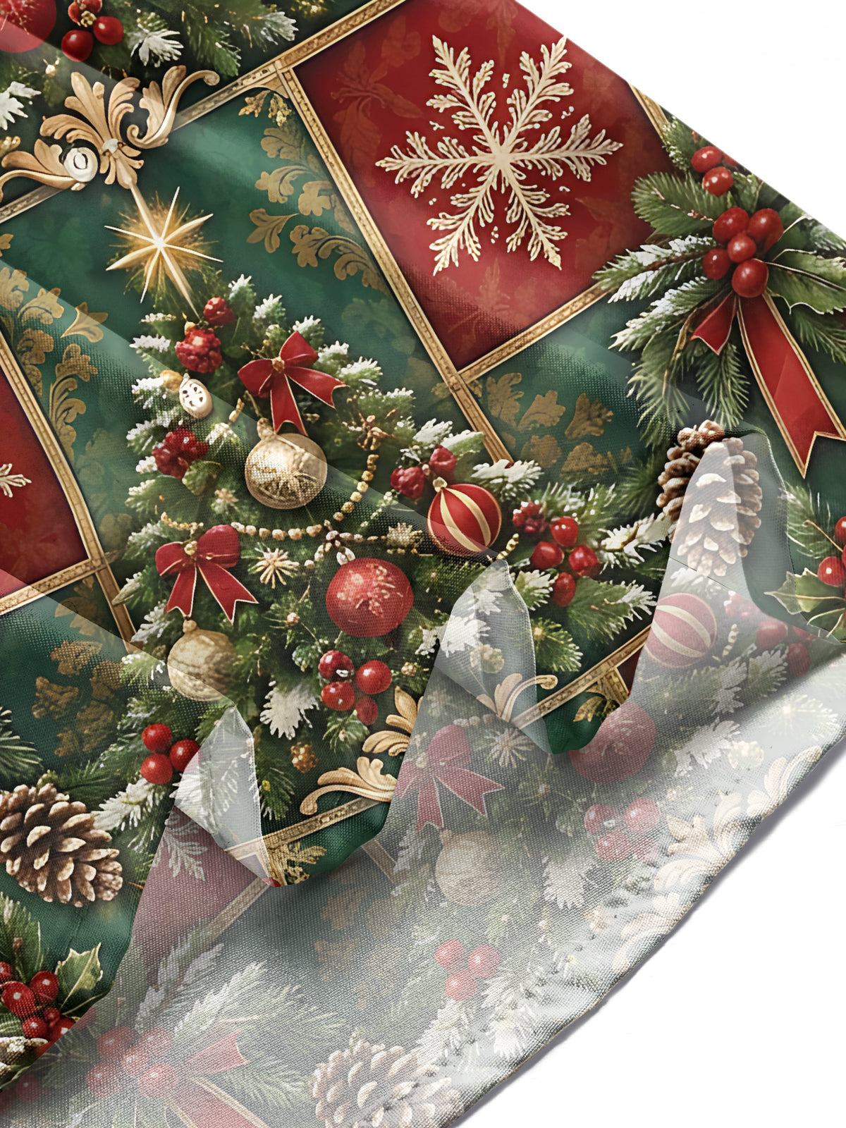 Adaychic Men's Printed Christmas Tree And Ornaments Print Long Sleeve Shirt with Chest Pocket