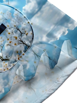 Adaychic Men's Hawaiian Guitar Print Blue Sky Clouds Print Short Sleeve Shirt with Chest Pocket
