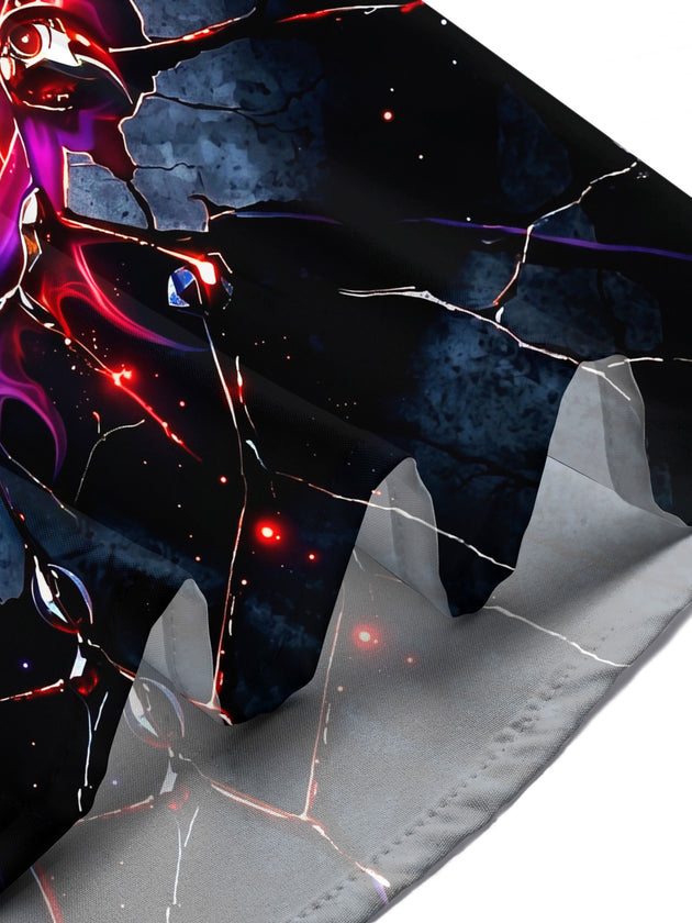 Adaychic Men's Graphic Mystic Raven And Cosmic Eye Print Short Sleeve Shirt with Chest Pocket