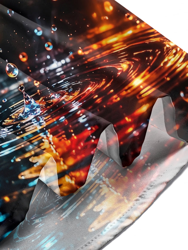 Adaychic Men's Printed Maple Leaf And Water Droplets Print Long Sleeve Shirt with Chest Pocket