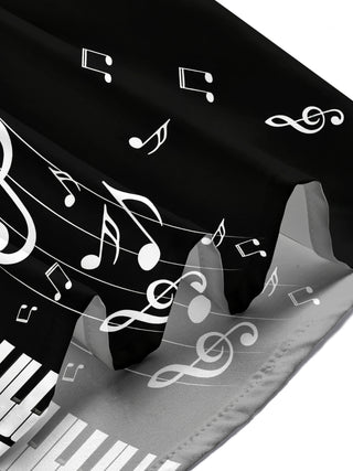 Adaychic Men's Graphic Piano Keyboard Print Short Sleeve Shirt with Chest Pocket