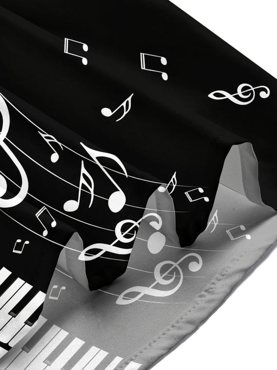 Adaychic Men's Graphic Piano Keyboard Print Short Sleeve Shirt with Chest Pocket