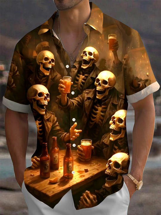 men's skull print shirt front view