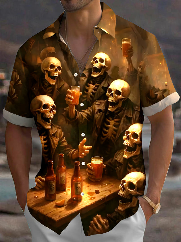 men's skull print shirt front view