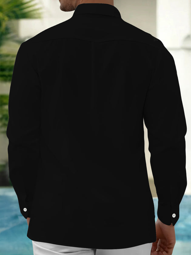 Adaychic Men's Long Sleeve Shirt - Neon Christmas Stockings With Gifts And Candy Canes Print with Chest Pocket