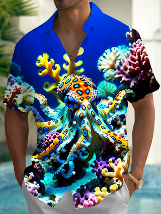 men's Hawaiian shirt front view tropical beach vacation